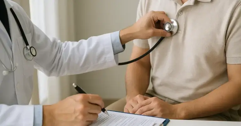 A doctor conducting a regular health check-up at Nazarenus Hospital in Bulacan